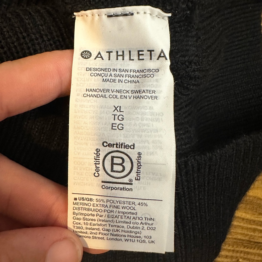 Athleta Black V-Neck Ribbed Sweater - Picture 6 of 9